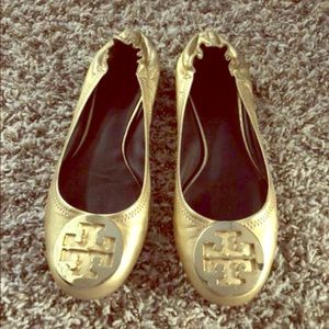 Gold Tory Burch flats
